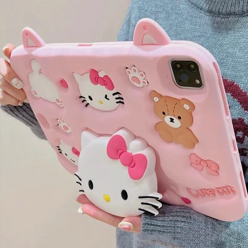 3d Pink Kitten ipad Case