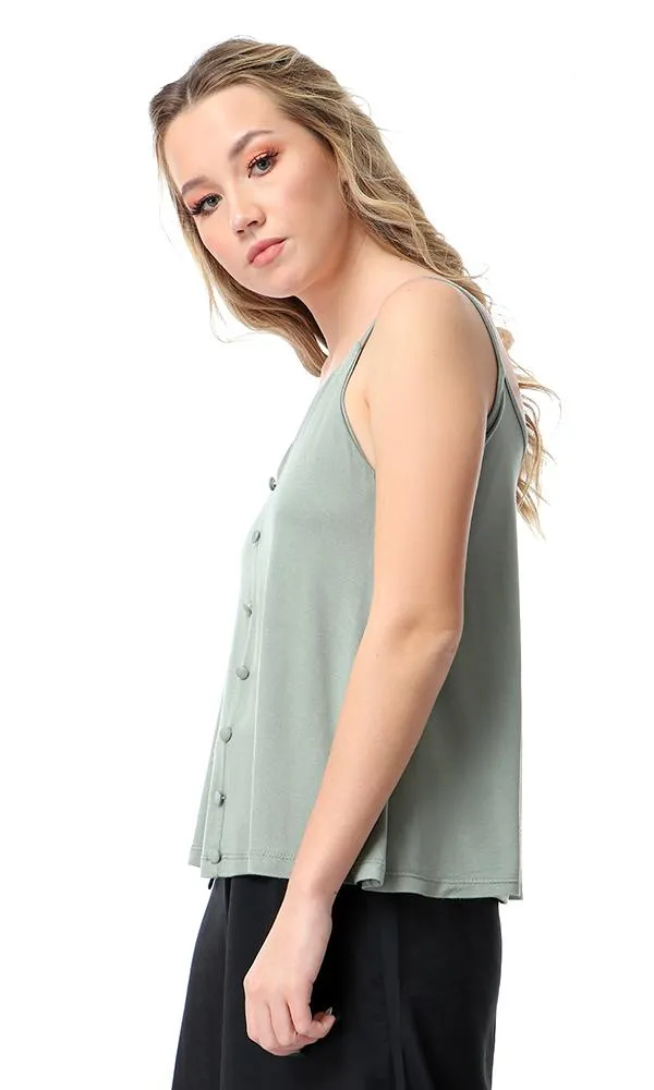 54067 Decorative Buttons Fluffy Sage Green Top