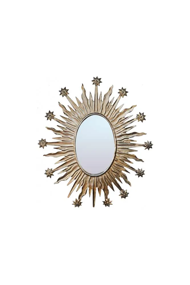 Antique Silver Sunburst & Stars Mirror