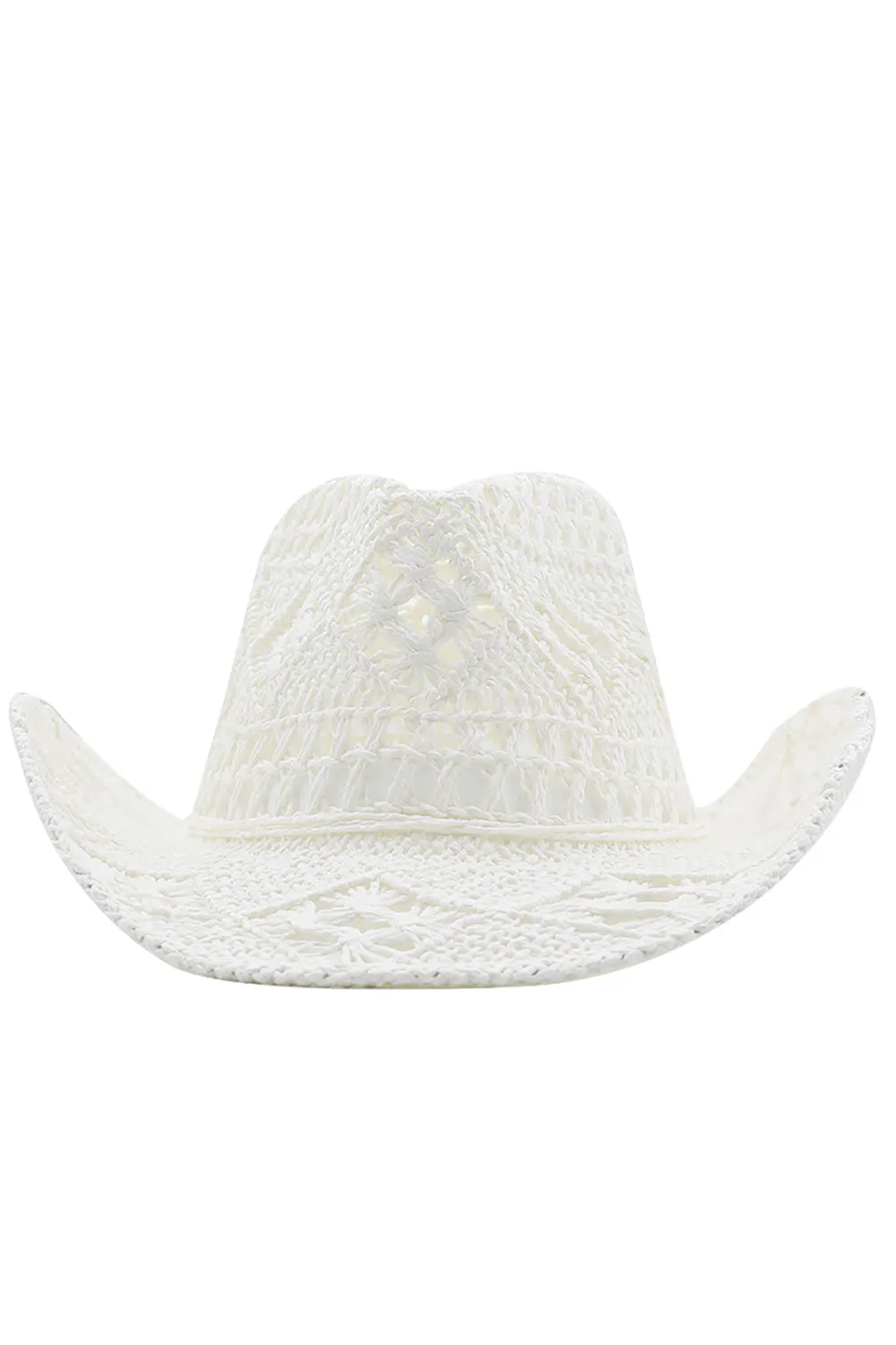 Apricot Knitting Western Cowboy Hat Straw Hat Hollow Out Sunhat