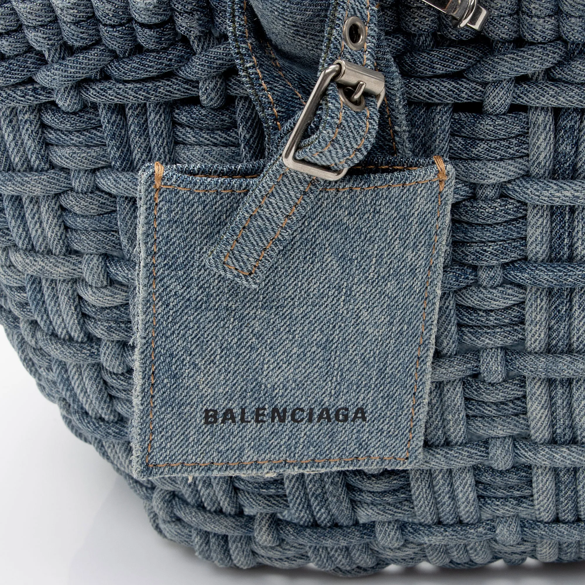 Balenciaga Denim Bistro Panier XS Tote (SHF-73HneA)