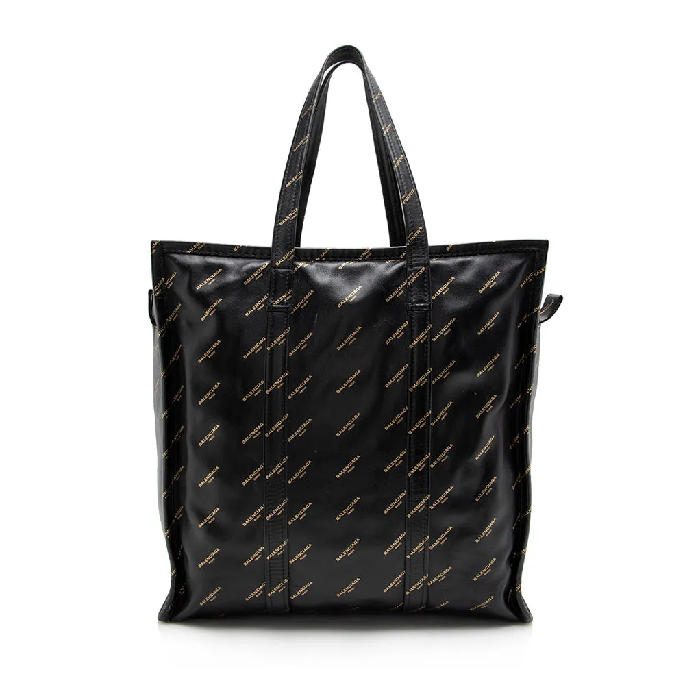 Balenciaga Leather Logo Bazar Medium Tote (SHF-16285)