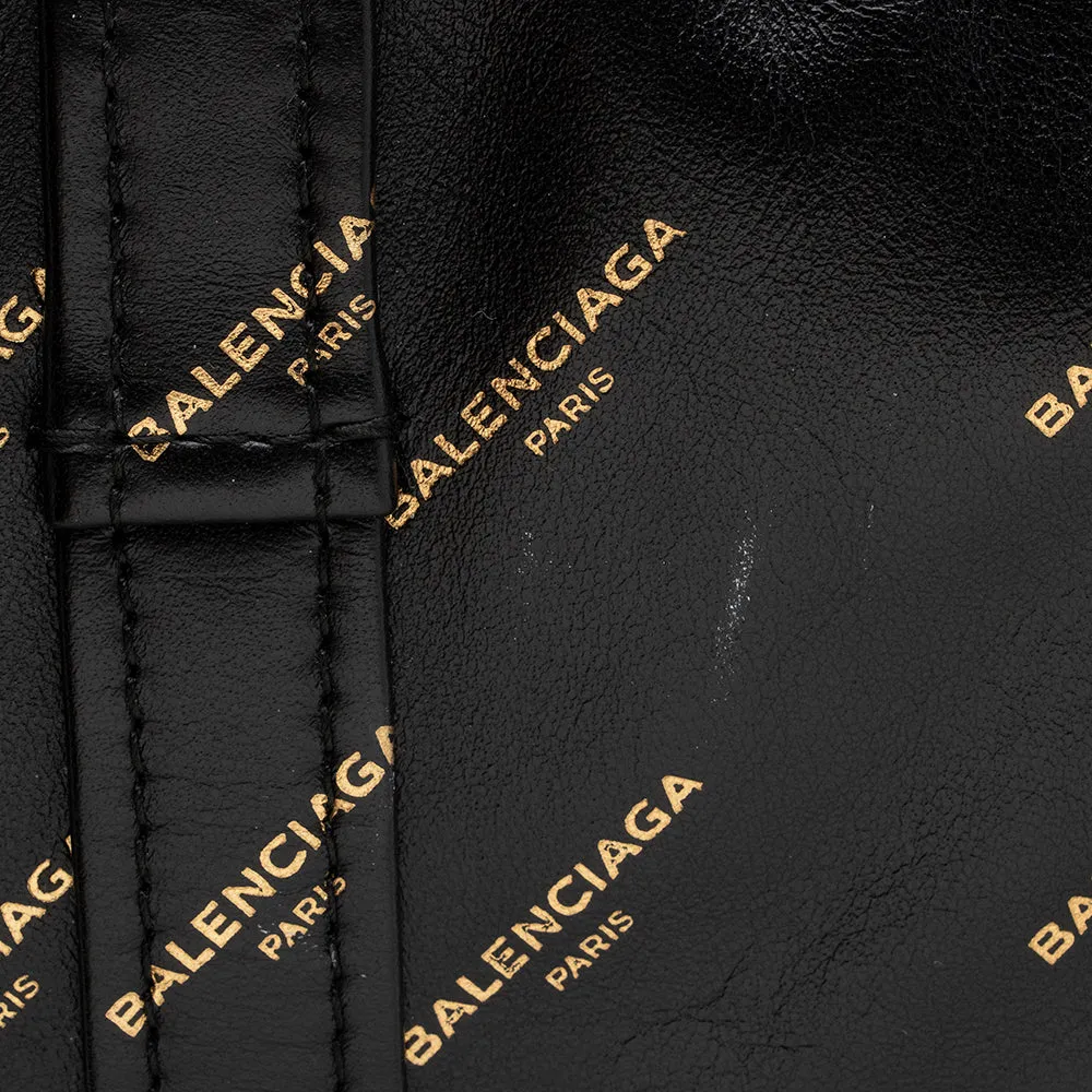 Balenciaga Leather Logo Bazar Medium Tote (SHF-16285)