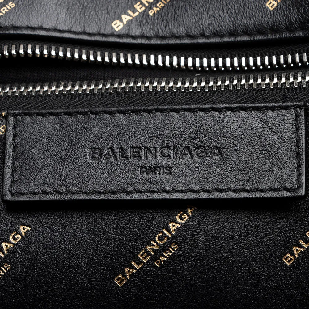 Balenciaga Leather Logo Bazar Medium Tote (SHF-16285)