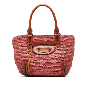 Balenciaga Motocross Classic Raffia Panier Handbag (SHG-DkYaYu)