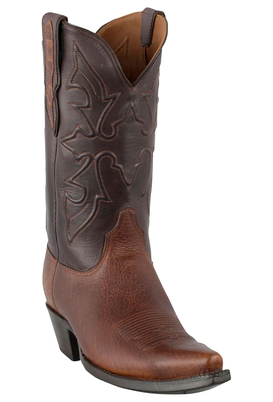 Black Jack for Pinto Ranch Men's Buffalo Cowboy Boots - Tan, Dark Brown