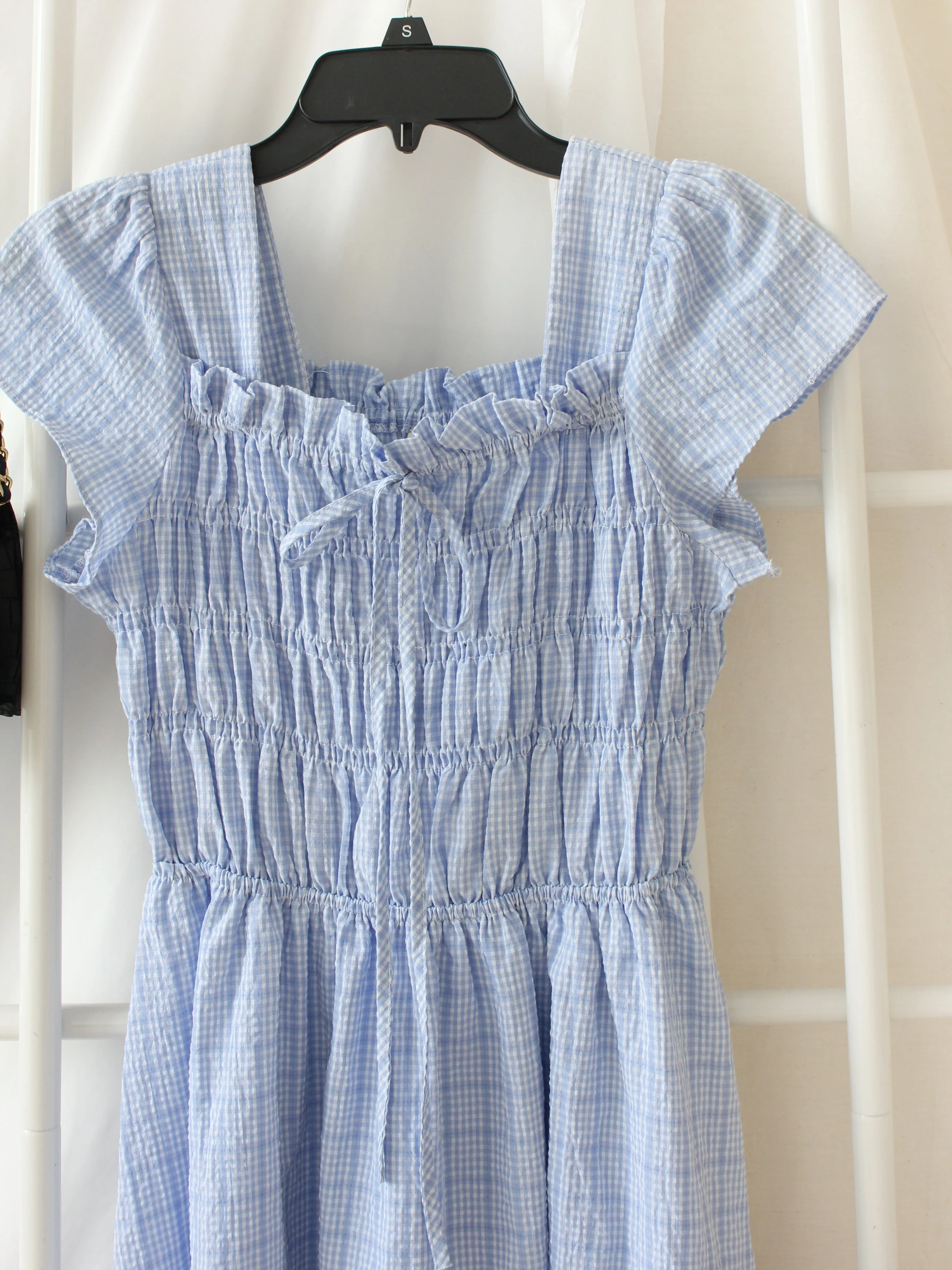 BLUE SMOCKED PLAID DRESS