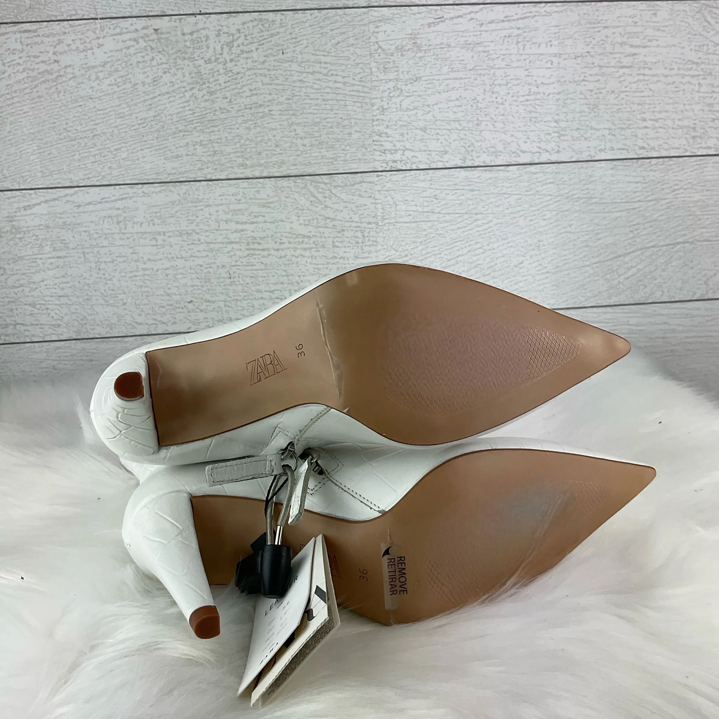 Boots Ankle Heels By Zara In White, Size: 7.5