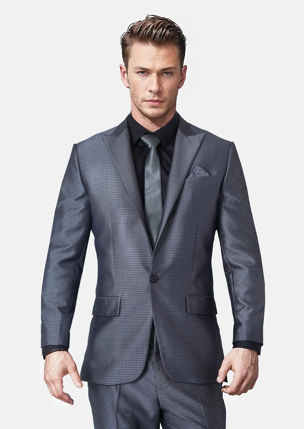 Bowery Grey Microcheck Suit