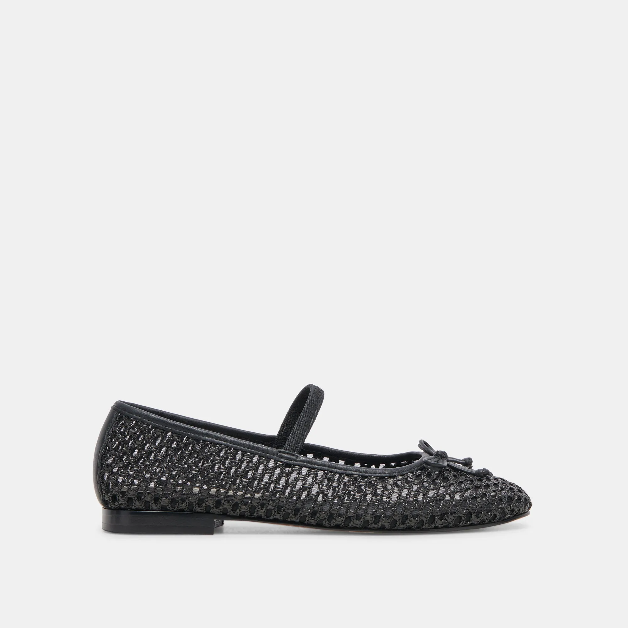 CARIN RAFFIA BALLET FLATS ONYX RAFFIA