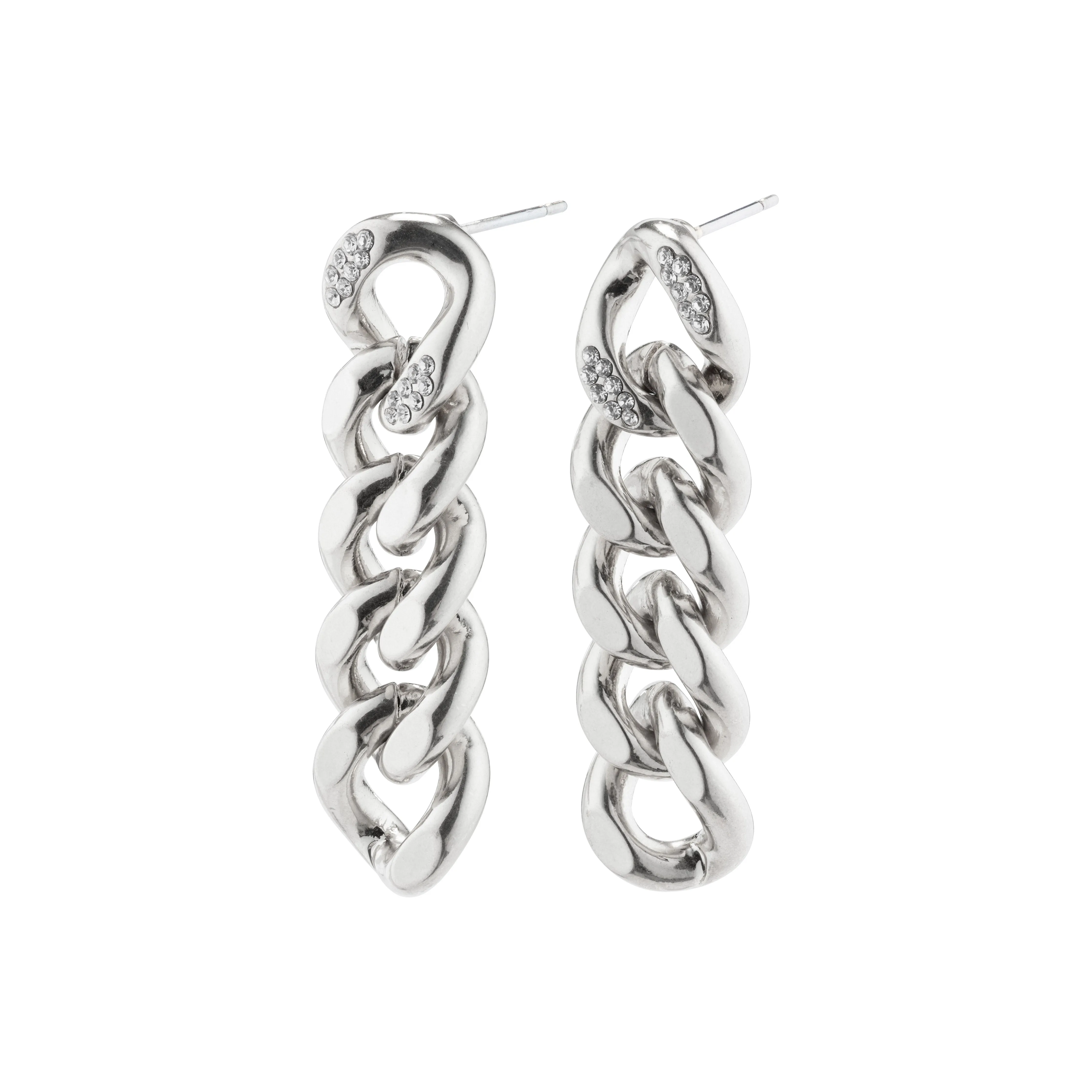 CECILIA crystal curb chain earrings silver-plated