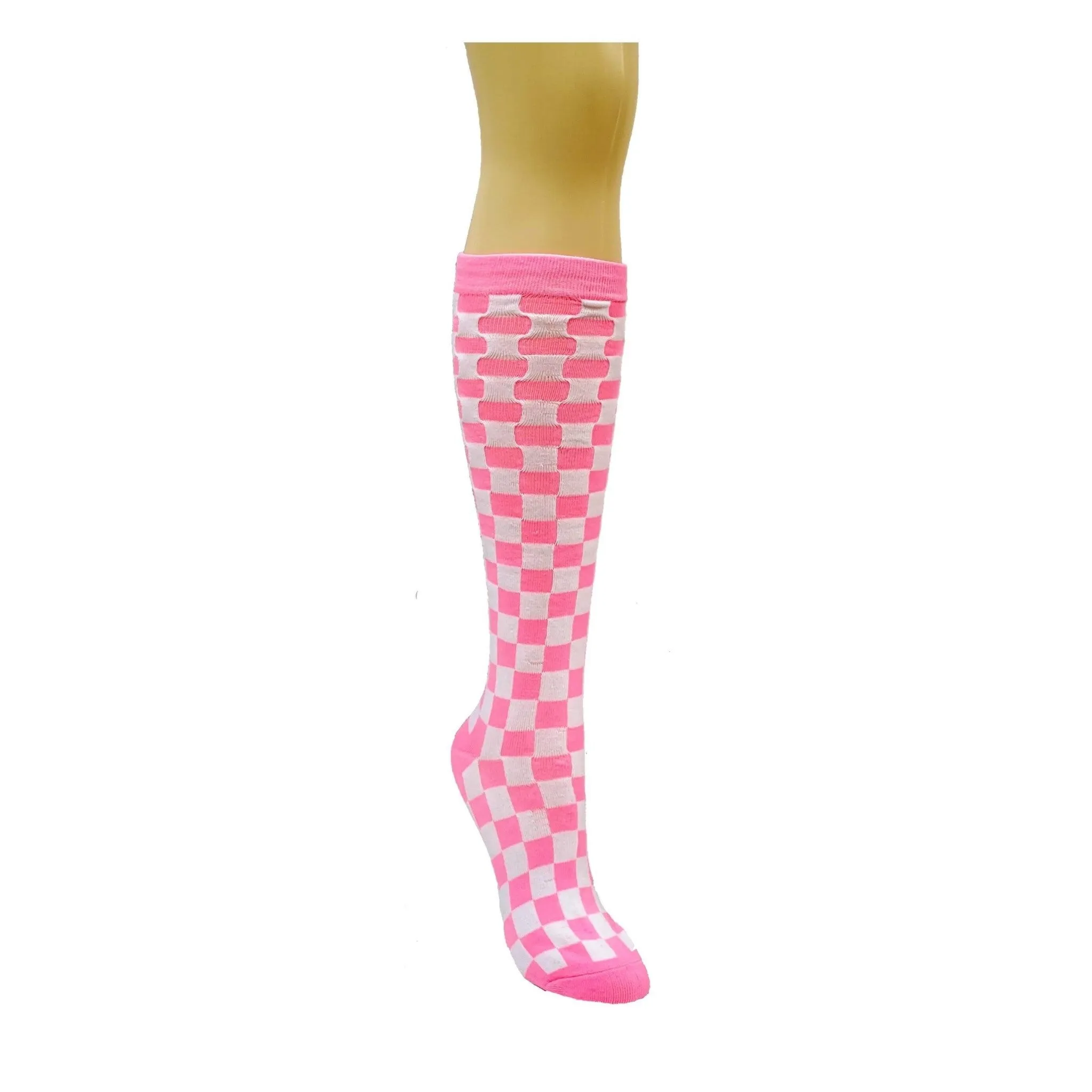 Checkered Pattern Knee High Socks (Adult Medium - Women's Shoe Sizes 5-10)