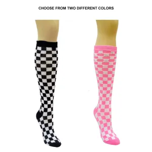 Checkered Pattern Knee High Socks (Adult Medium - Women's Shoe Sizes 5-10)