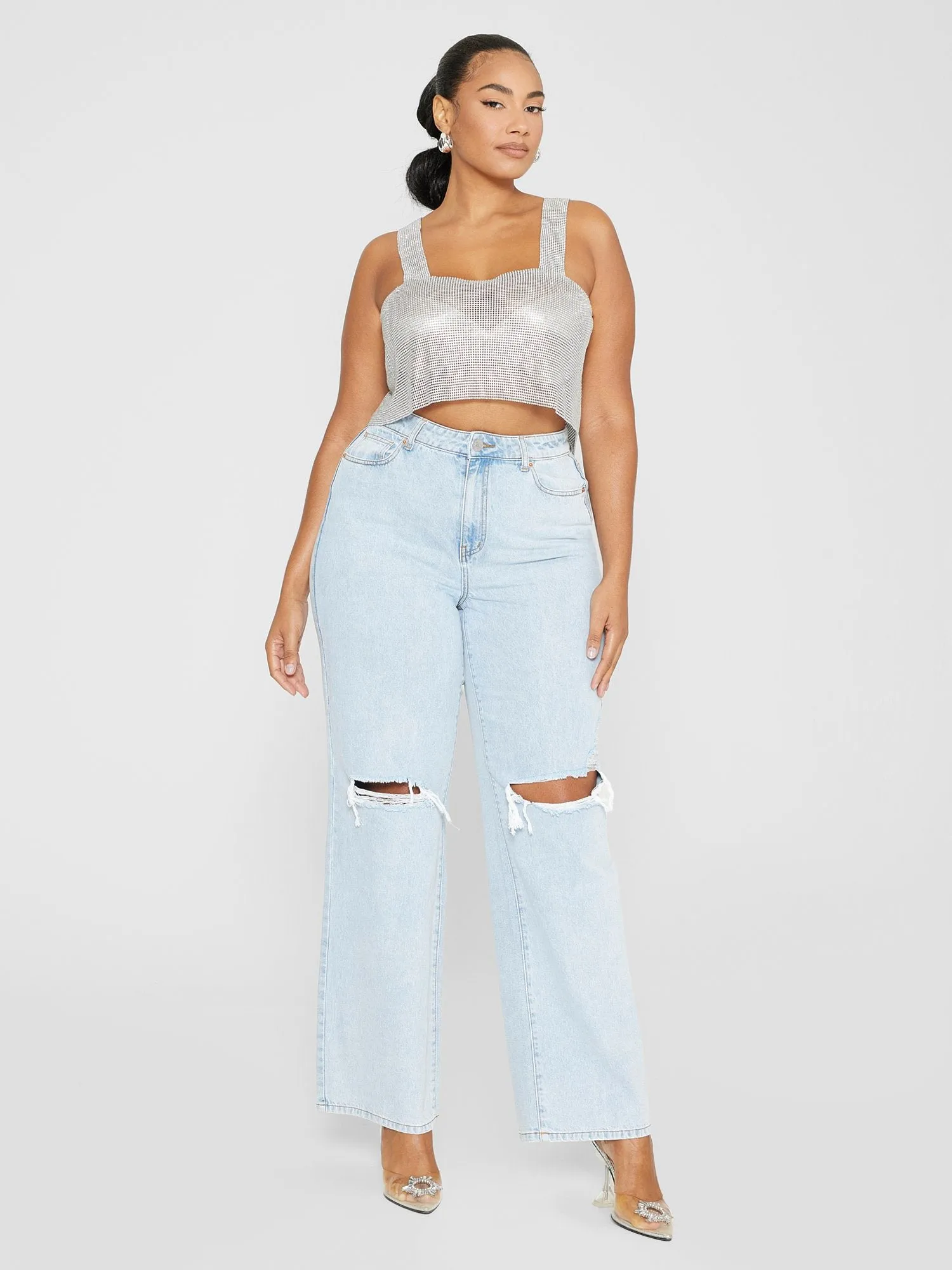 Chloe High Rise Destructed Relaxed Fit Jeans - Gabi Fresh x FTF