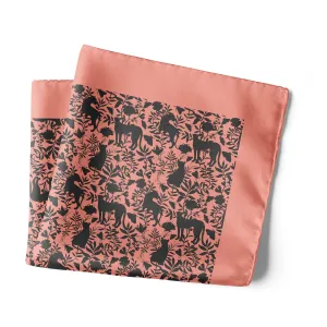 Chokore Light Pink Animal print Silk Pocket Square - Wildlife Range