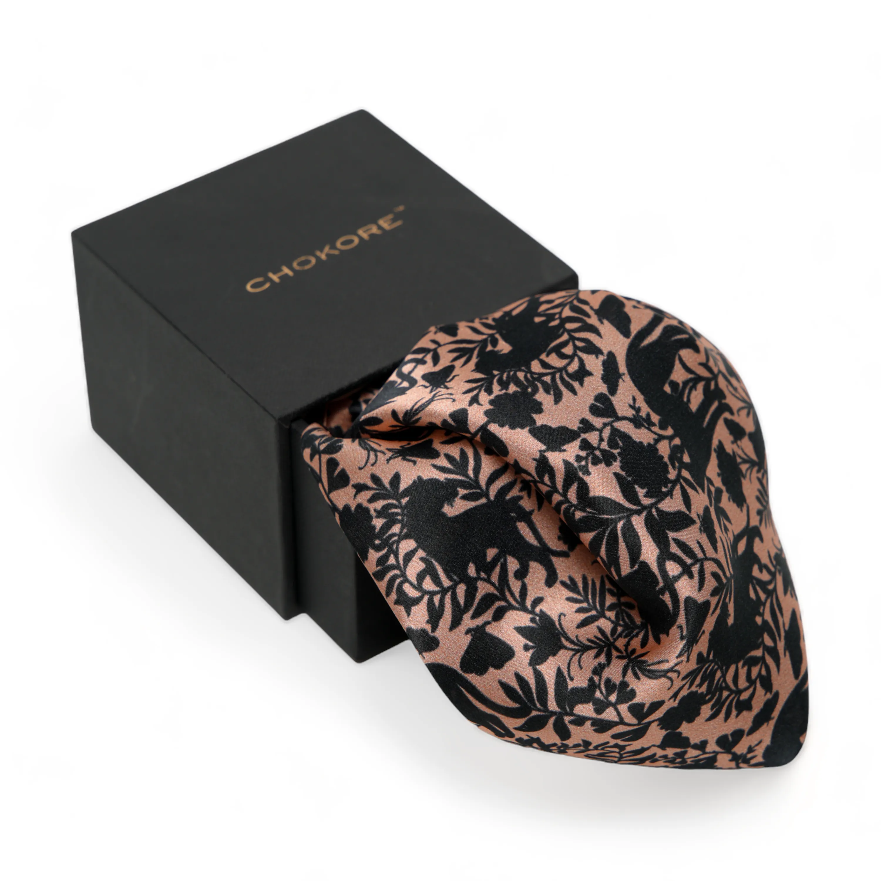 Chokore Light Pink Animal print Silk Pocket Square - Wildlife Range