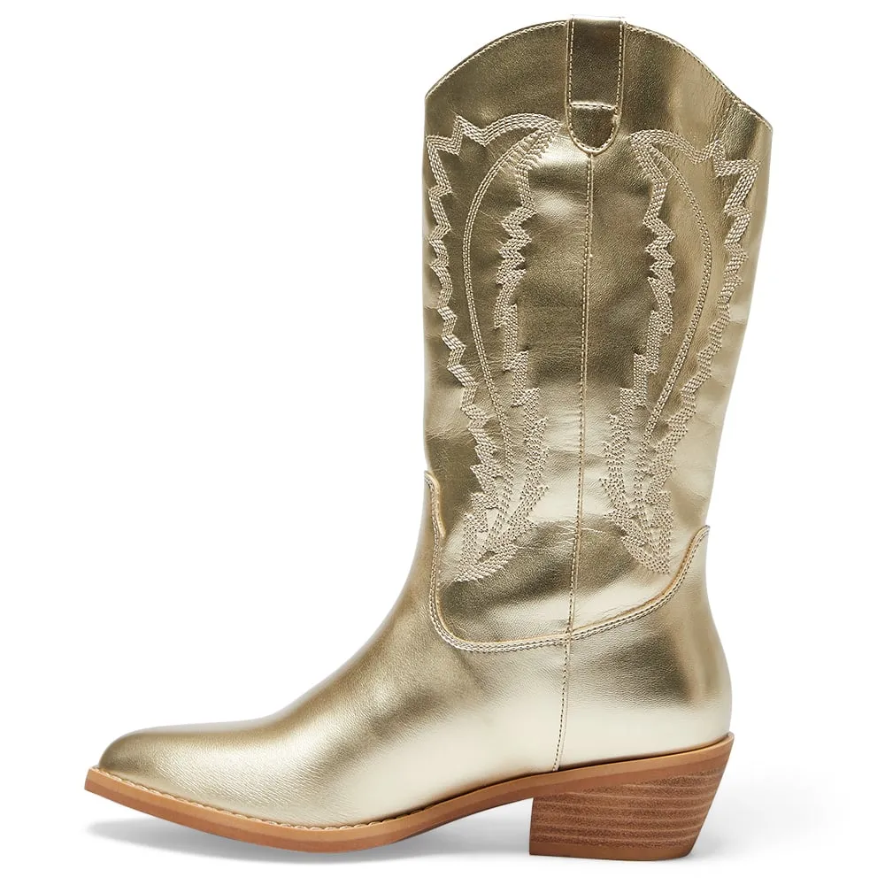 Cowboy Boot in Soft Gold