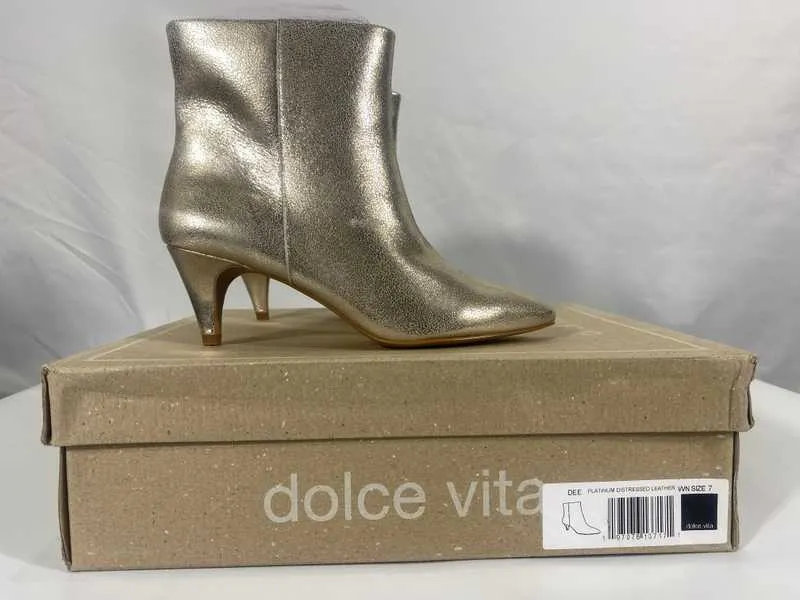 DEE BOOTIES PLATINUM DISTRESSED LEATHER - re:vita