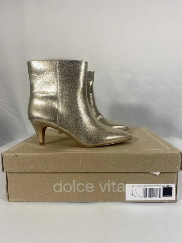 DEE BOOTIES PLATINUM DISTRESSED LEATHER - re:vita