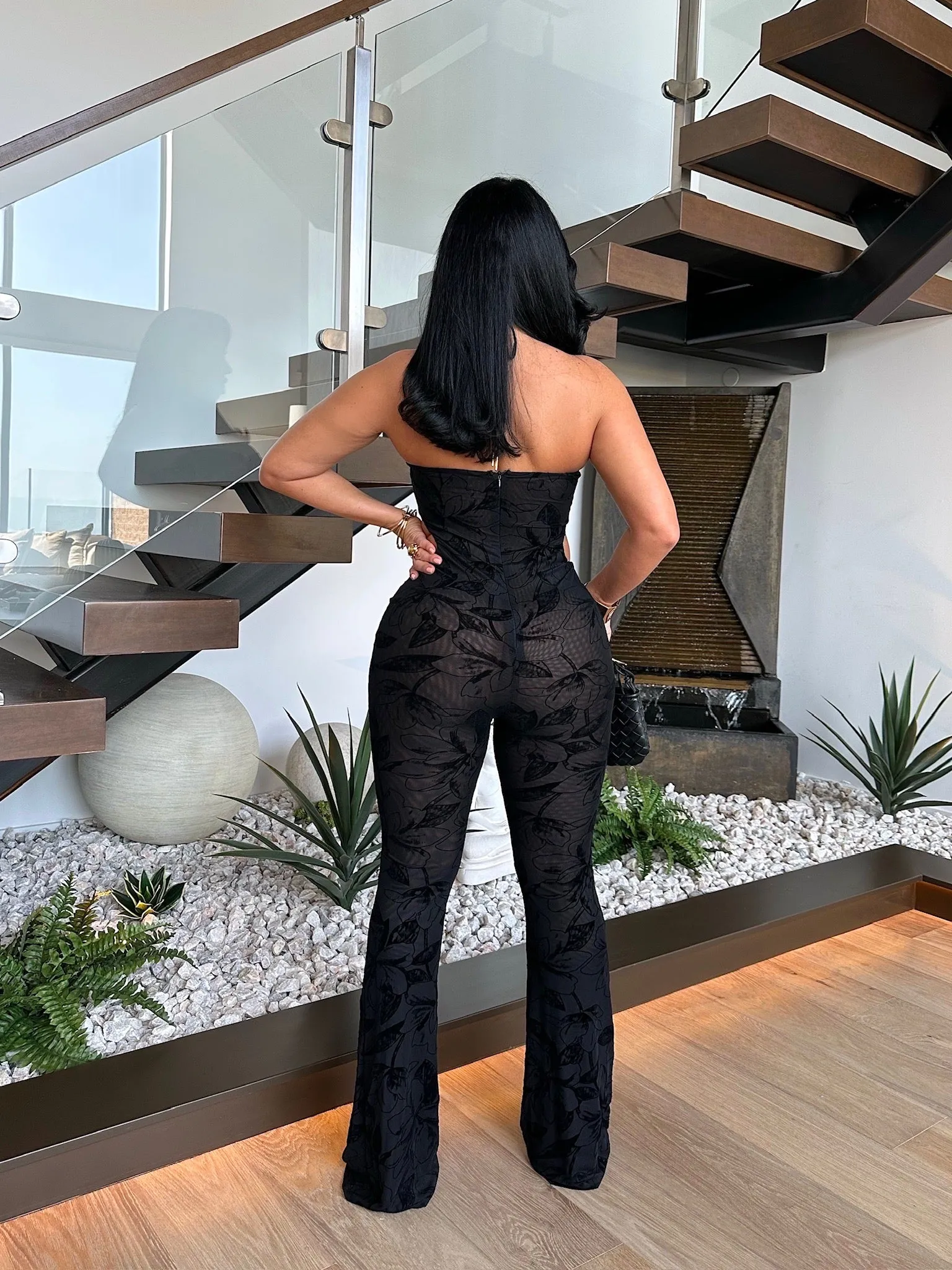 Delicious Date Mesh Jumpsuit Black