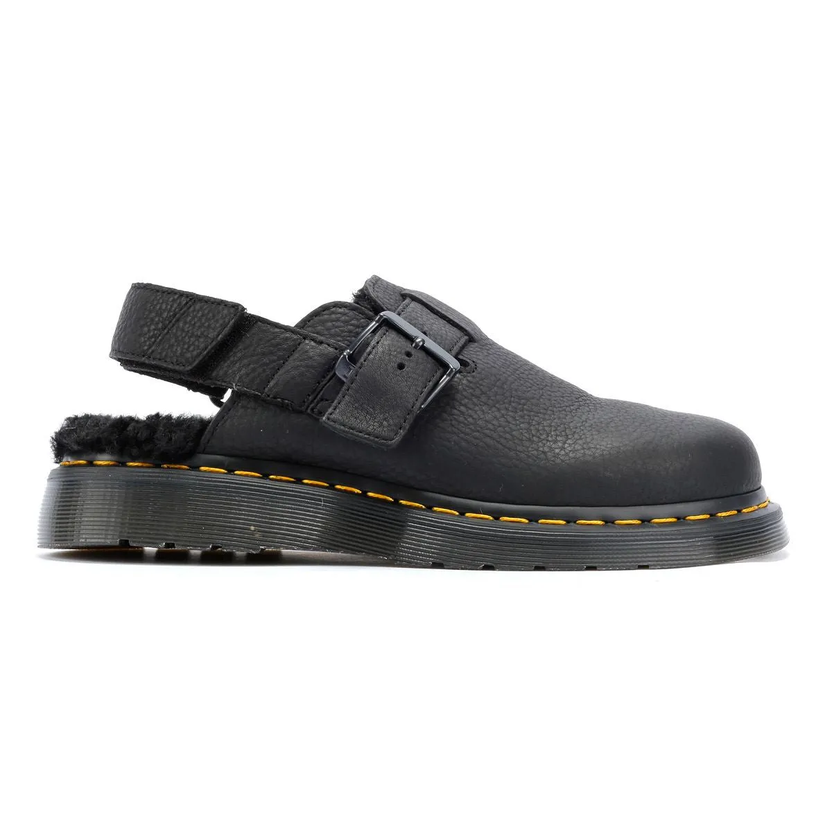 Dr. Martens Jorge II Fur Lined Leather Black Sandals