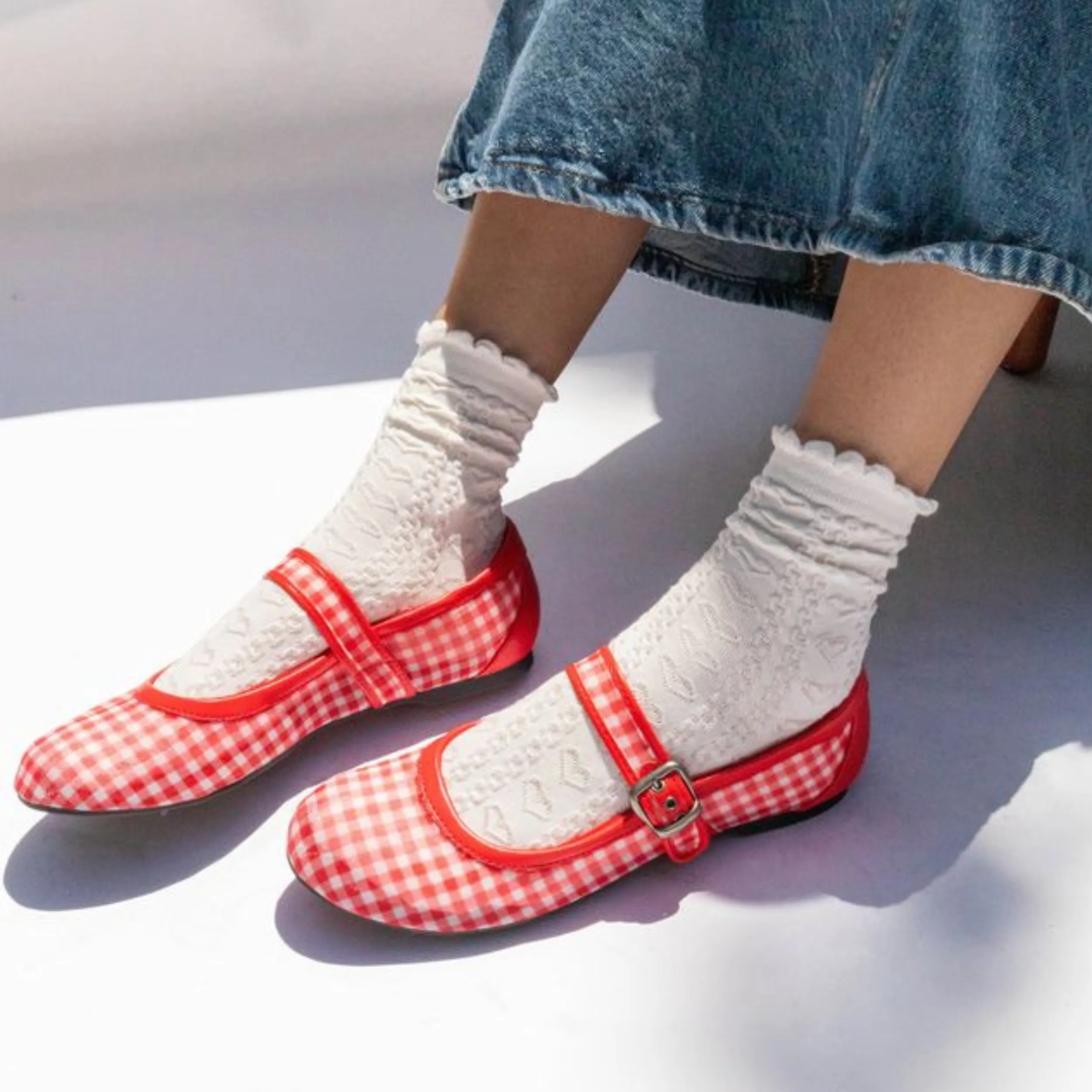 Emma Red Gingham Ballet Flat