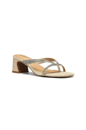 Glynn Block Heel Sandals - Light Gold