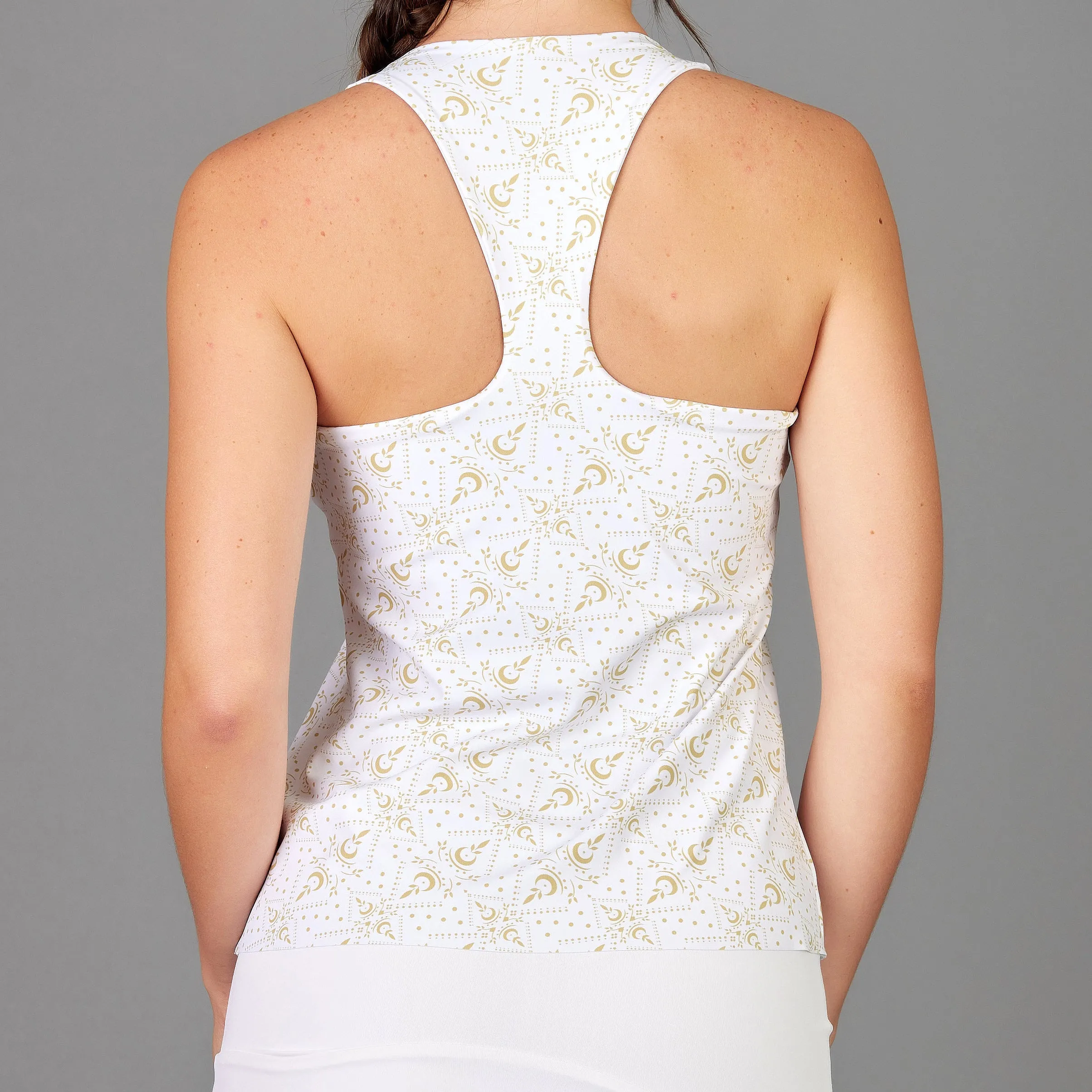 Golden White Racerback Built-in Bra Top (print)