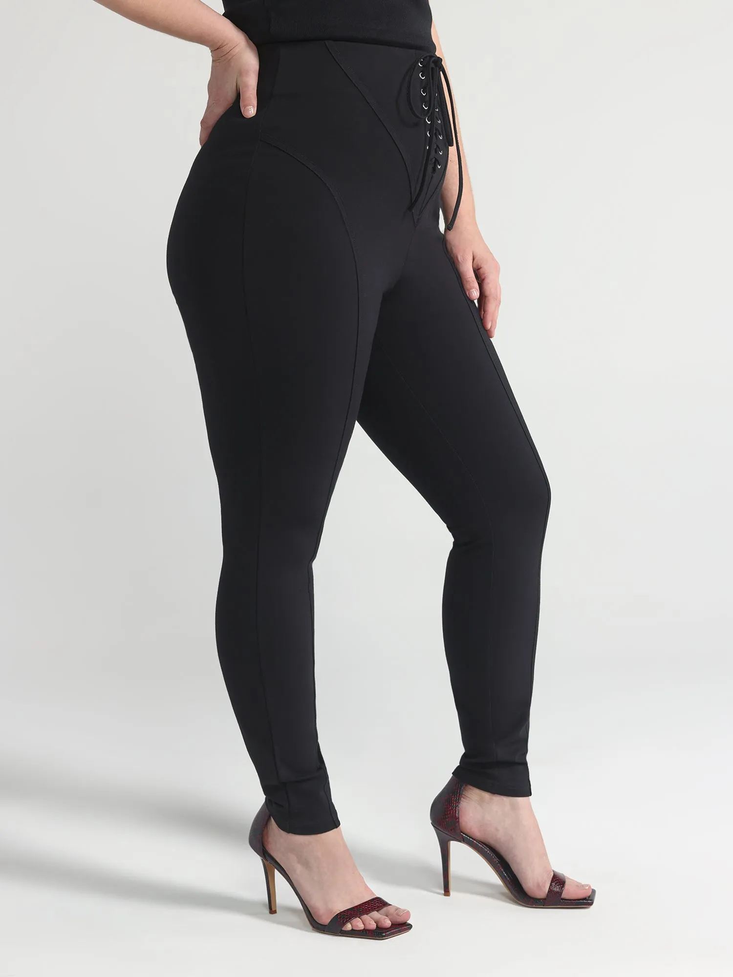 Gracie Lace-up Ponte Knit Leggings