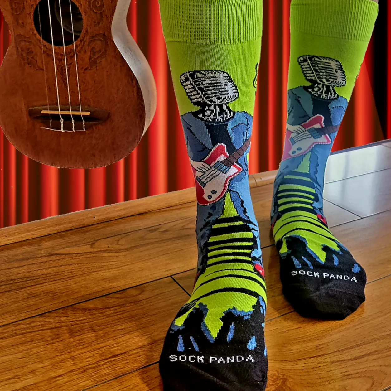 Guitar Singing Music Man Socks from the Sock Panda (Adult Large - Men's Shoe Sizes 8-12)