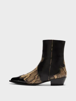 Hester Leather Cowboy Ankle Boots