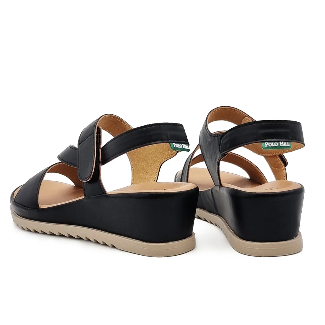 Hook Loop Strap Wedge Sandals