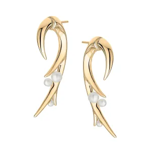 Hooked Pearl Large Earrings - Yellow Gold Vermeil