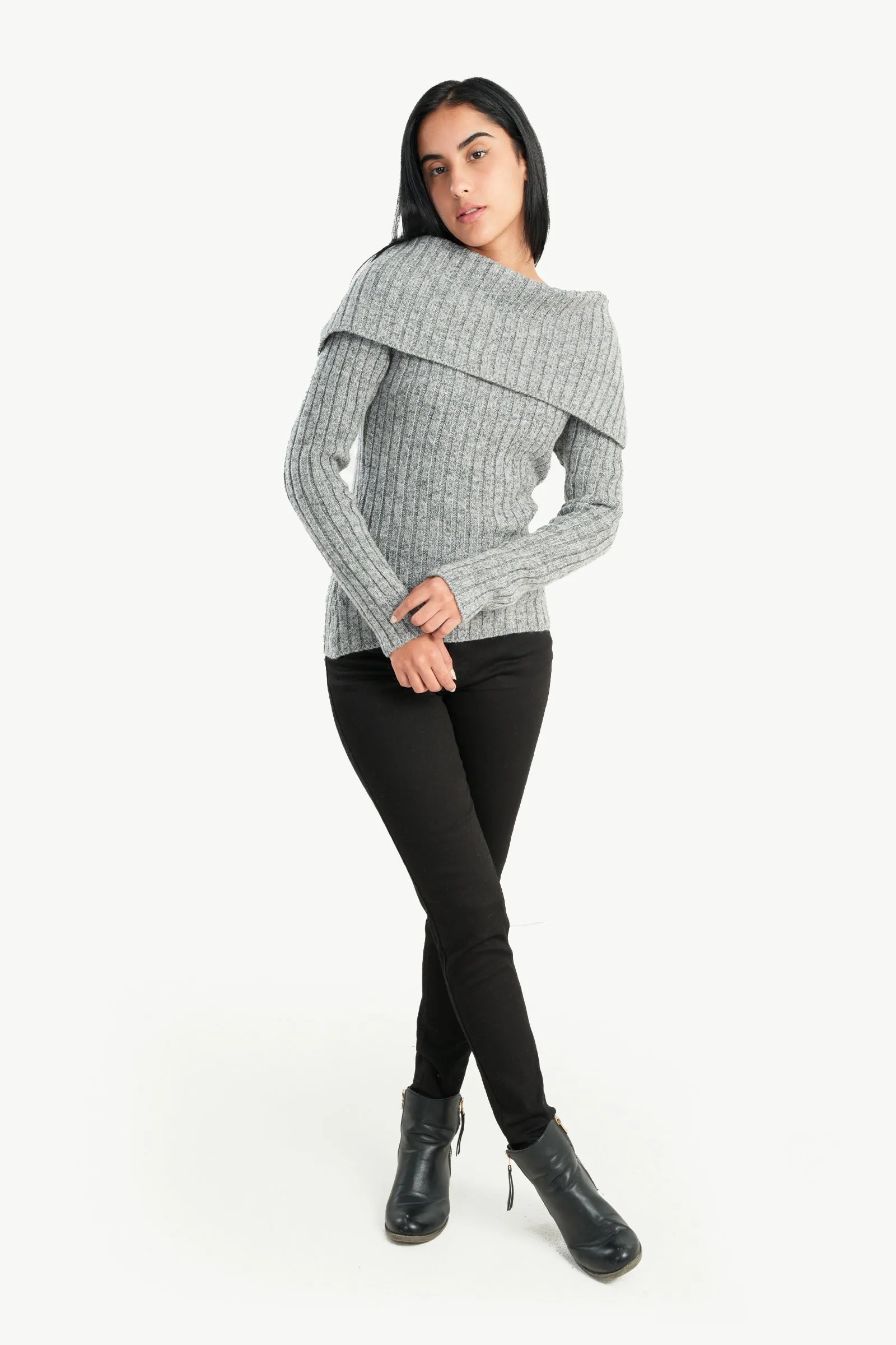 Knitted Off Shoulder Pullover