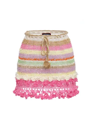 Malva Multicolor Handmade Crochet Mini Skirt