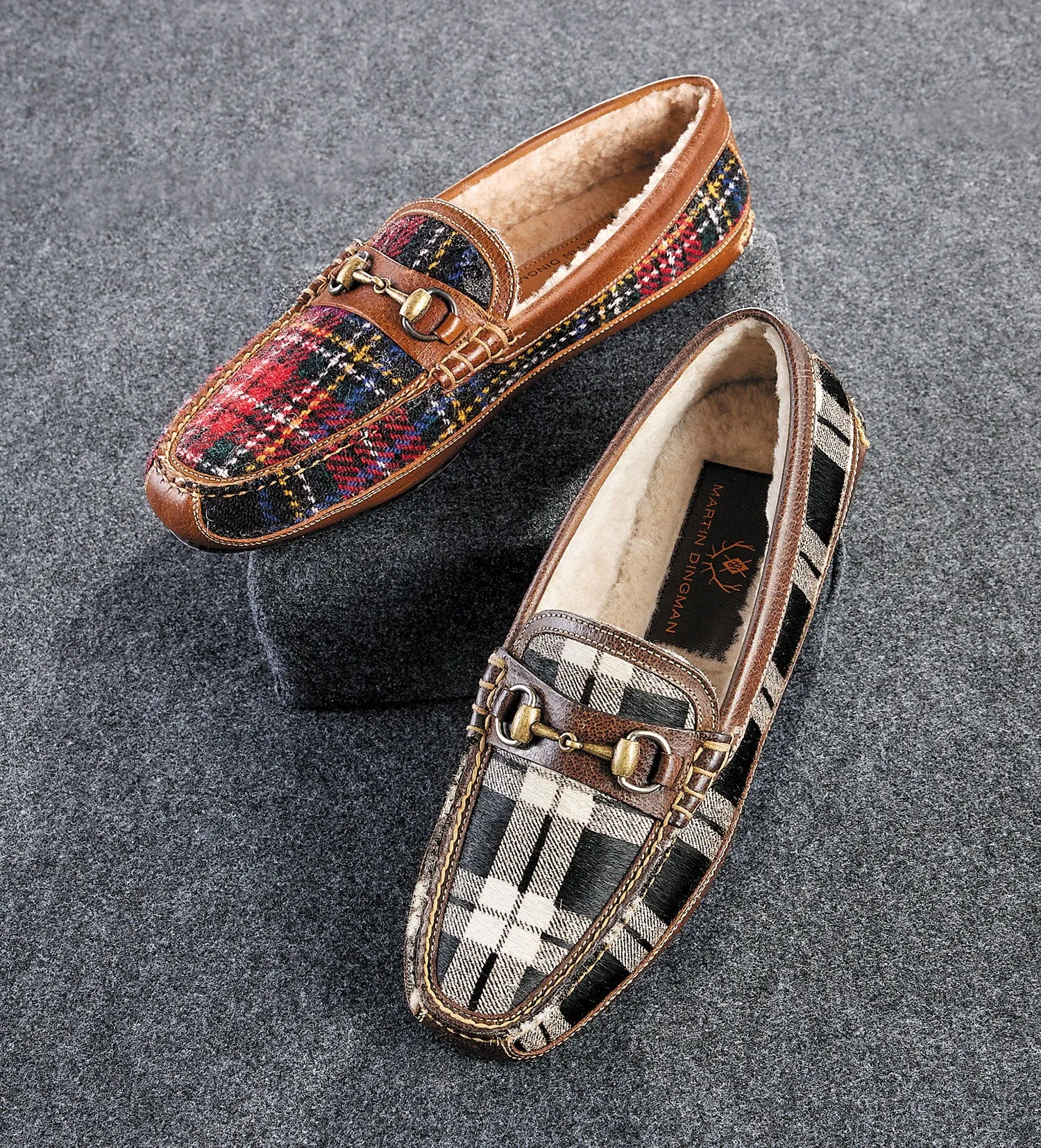 Martin Dingman Cozy Country Plaid Harris Tweed Slippers