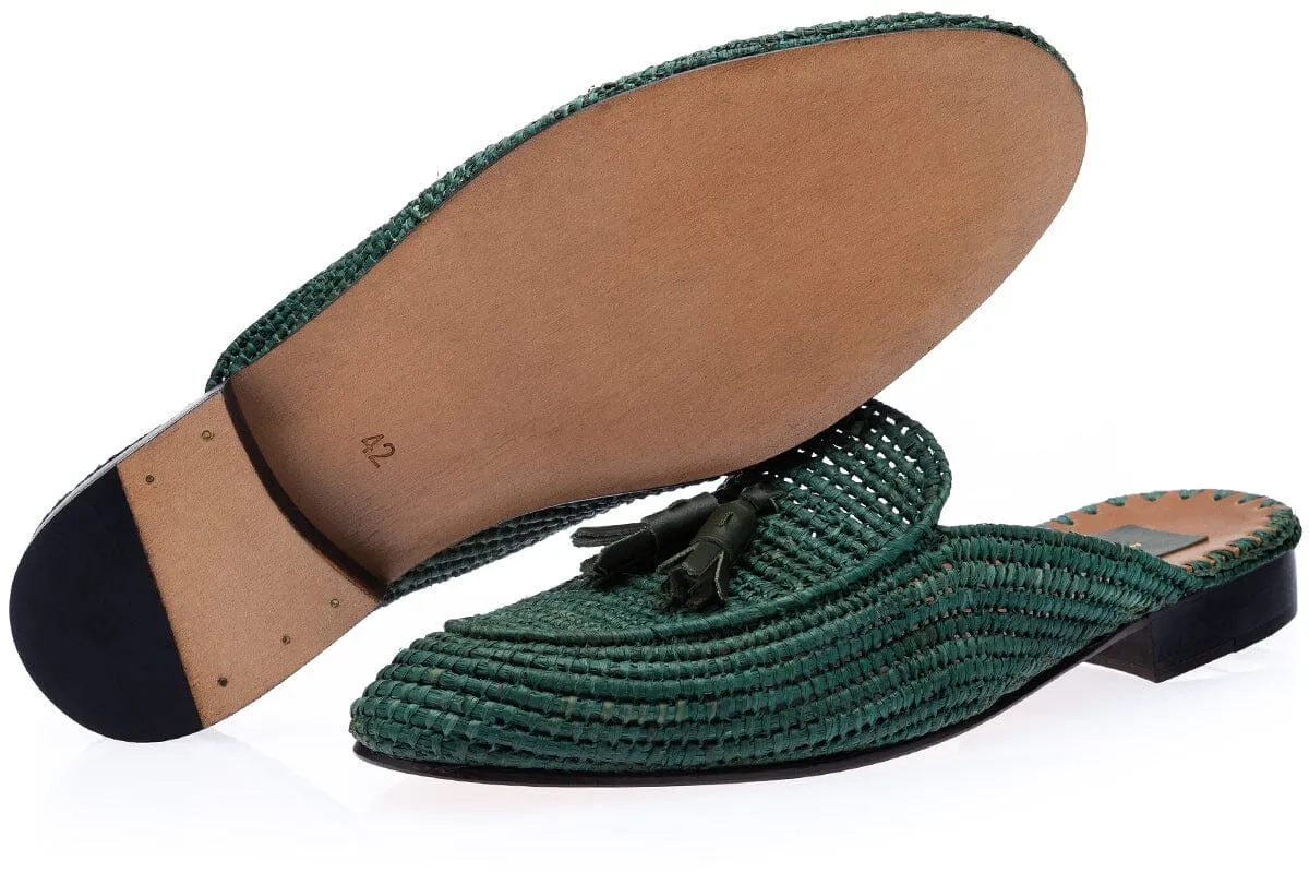 MELILLA RAFIA GREEN MULES