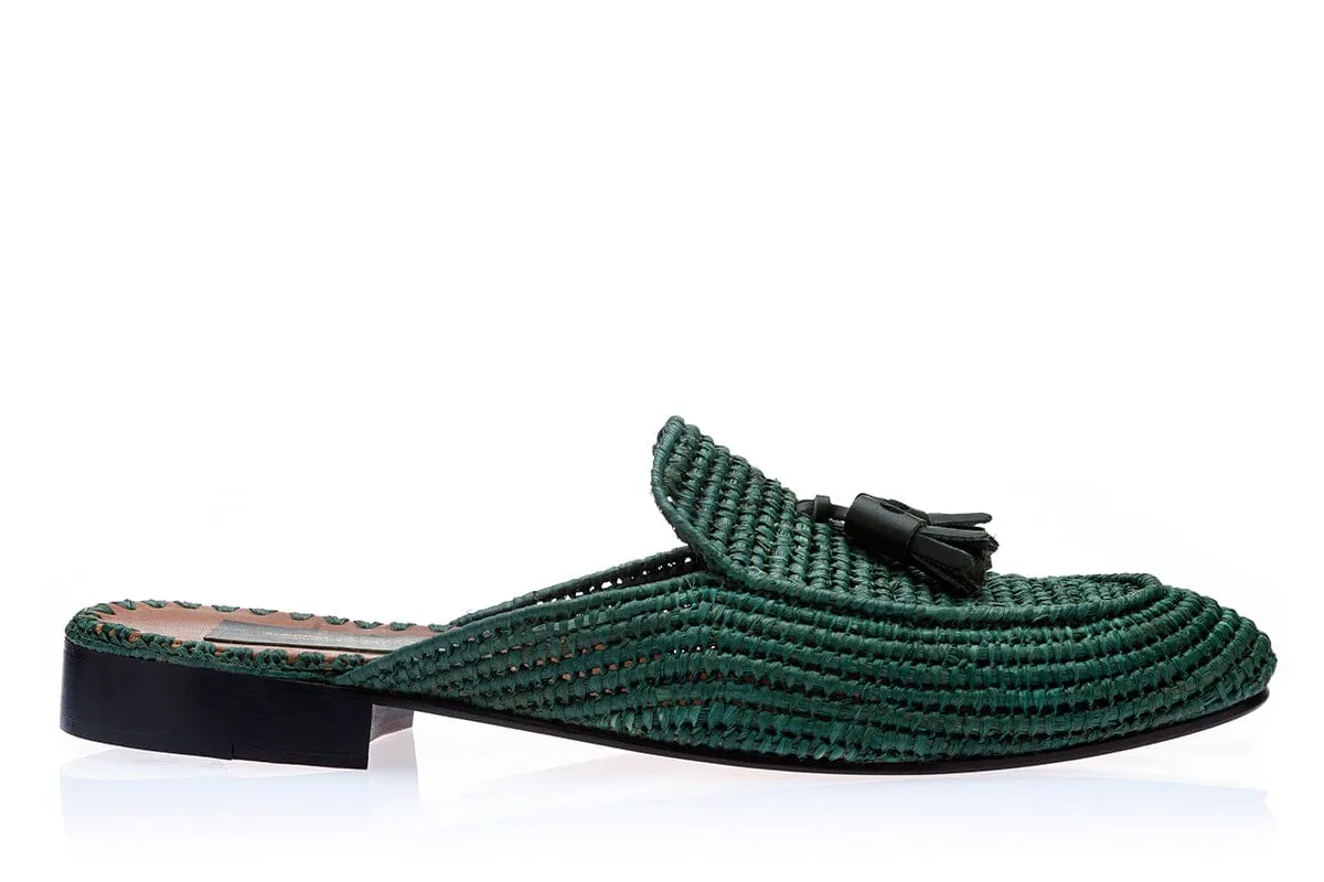 MELILLA RAFIA GREEN MULES