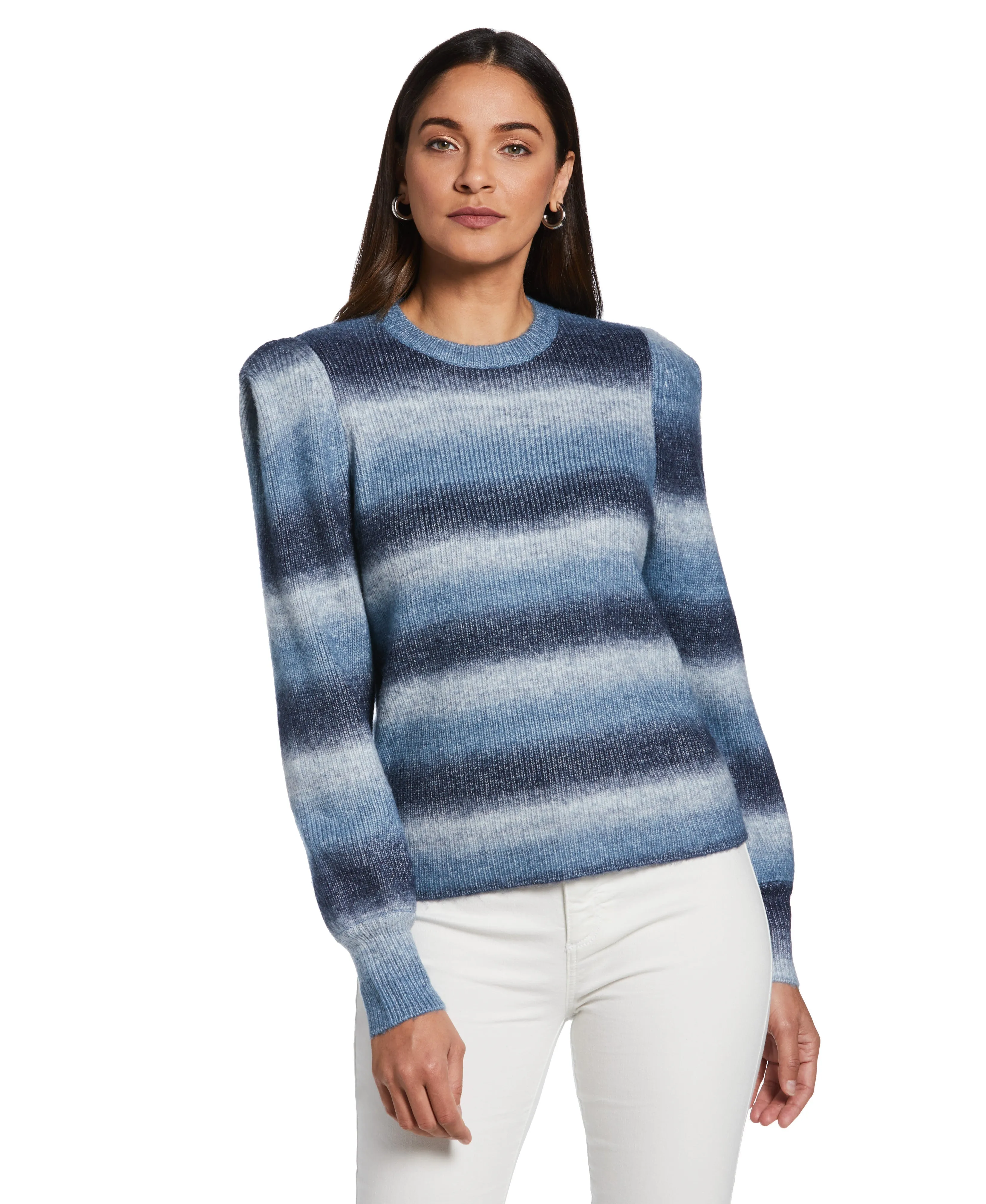 Ombre Stripe Puff Sleeve Sweater