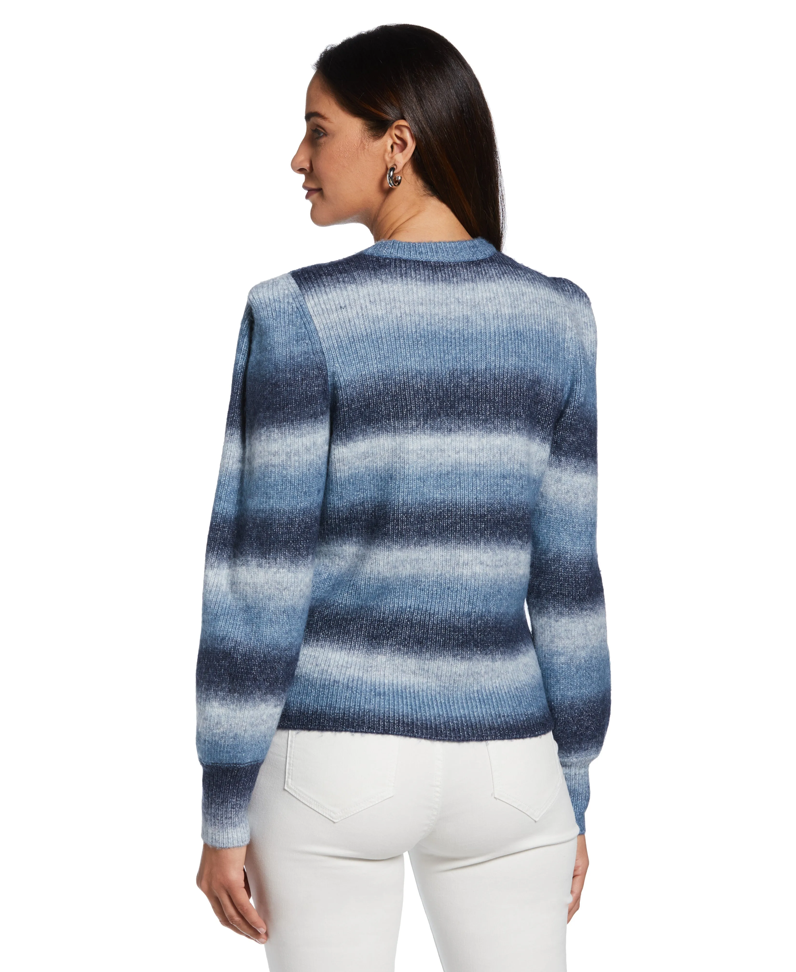 Ombre Stripe Puff Sleeve Sweater