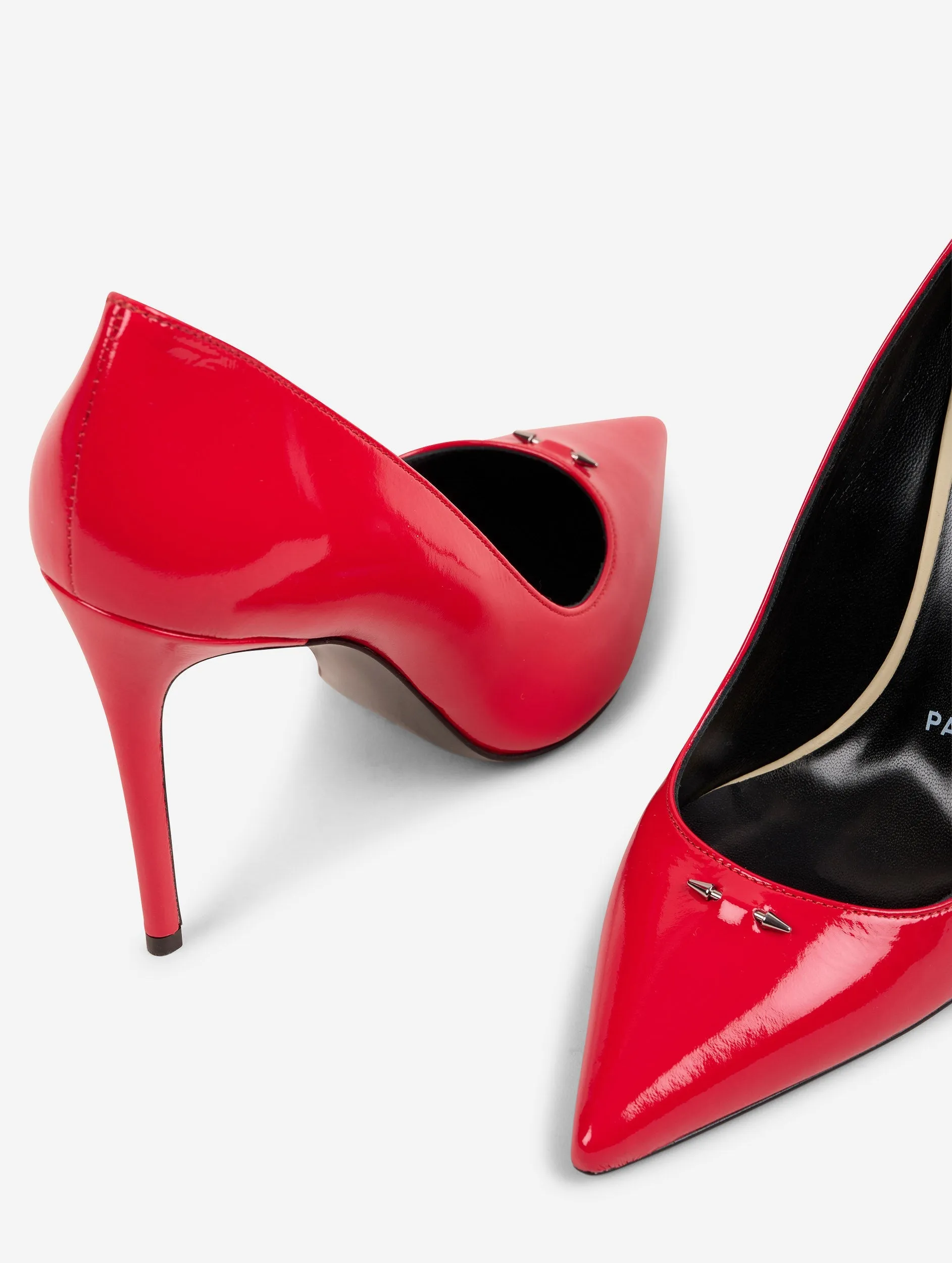 Red patent leather stilettos