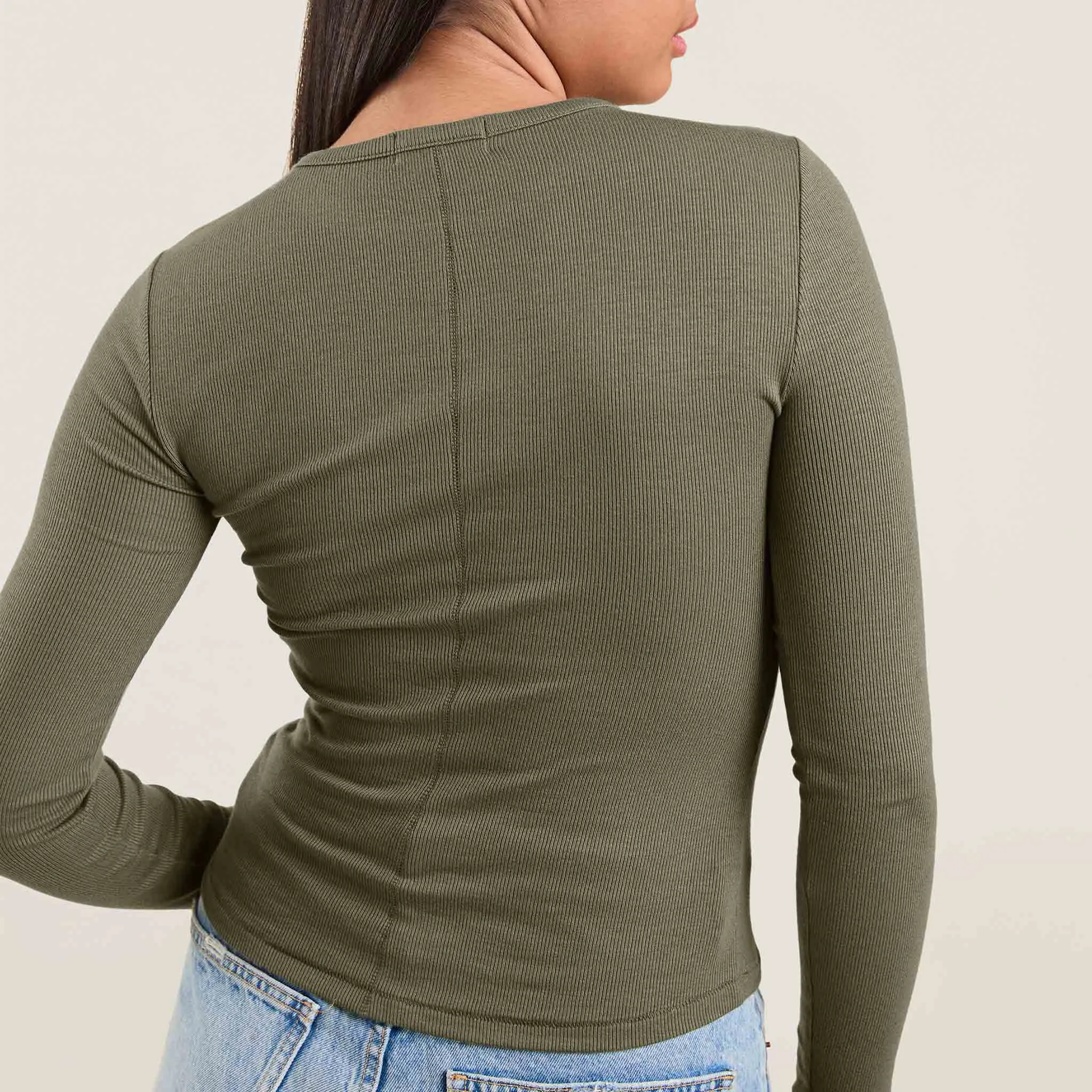 Slinky Rib Shirt | Olive