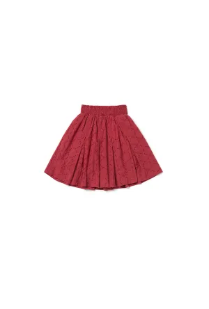 Smocked MINI Skirt - Crimson Eyelet