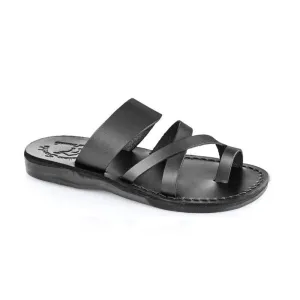 The Good Shepherd - Leather Toe Loop Slide | Black