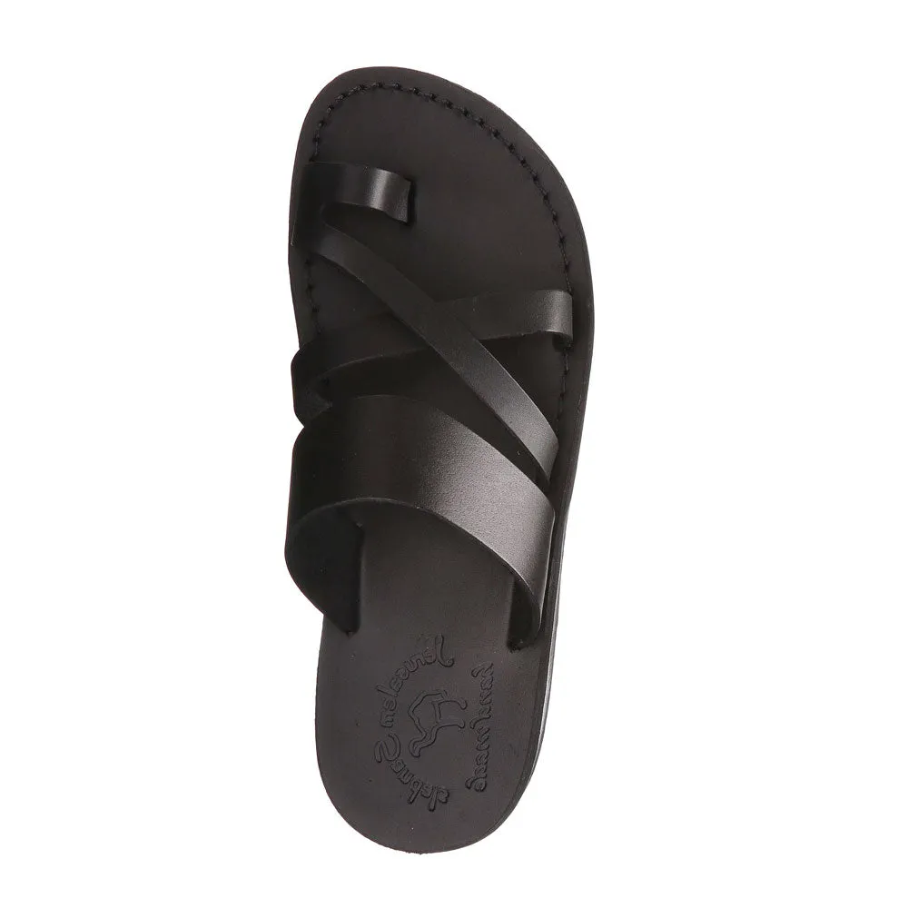 The Good Shepherd - Leather Toe Loop Slide | Black