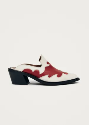 Weston Bicolor Red Cream Leather Mules