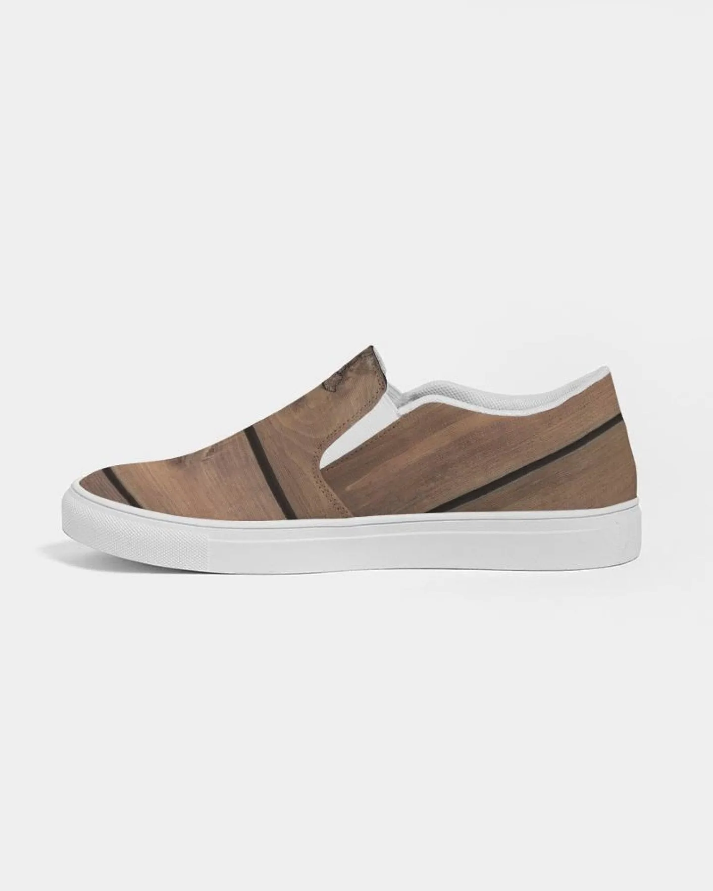 Women's Wood Plank Print Slip-On Canvas Sneakers